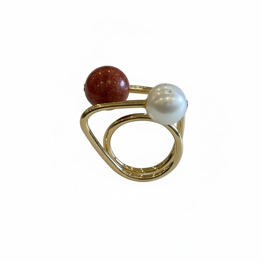 Bibiana Coral/Pearl gold plated