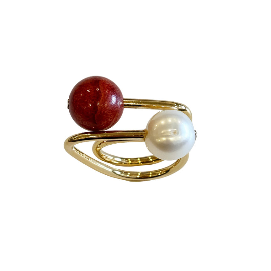 Bibiana Coral/Pearl gold plated
