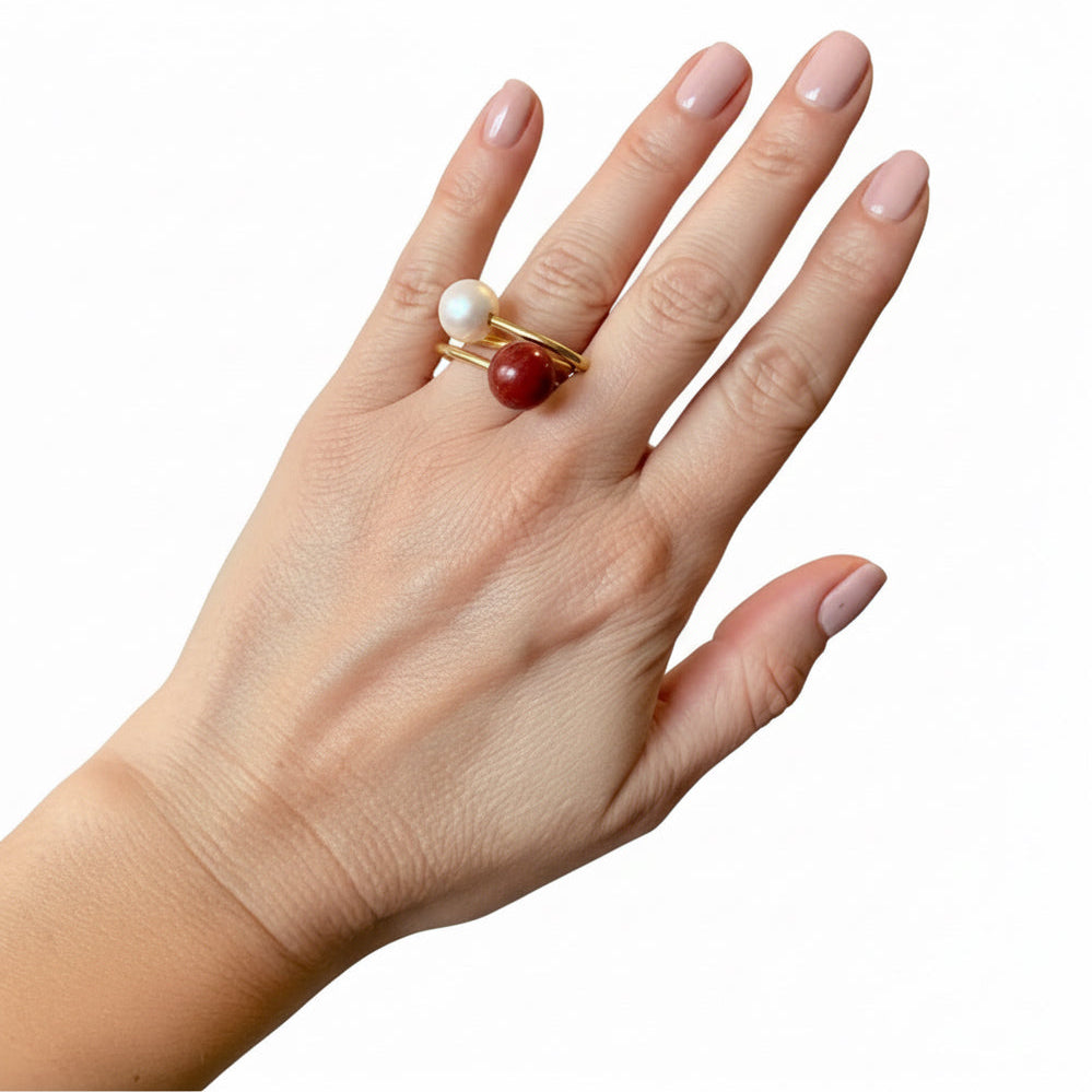 Bibiana Coral/Pearl gold plated