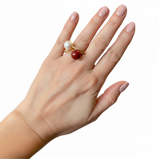 Bibiana Coral/Pearl gold plated