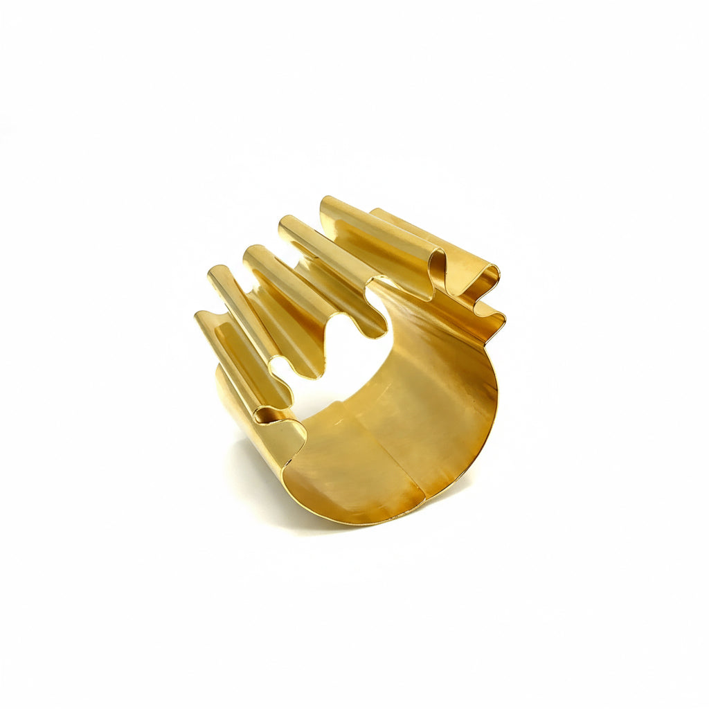 Frida Bracelet Iza by Silvia D'Avila - Original Sophistcated Statement One of a Kind Jewelry Made in NYC - 14K Pleated Gold