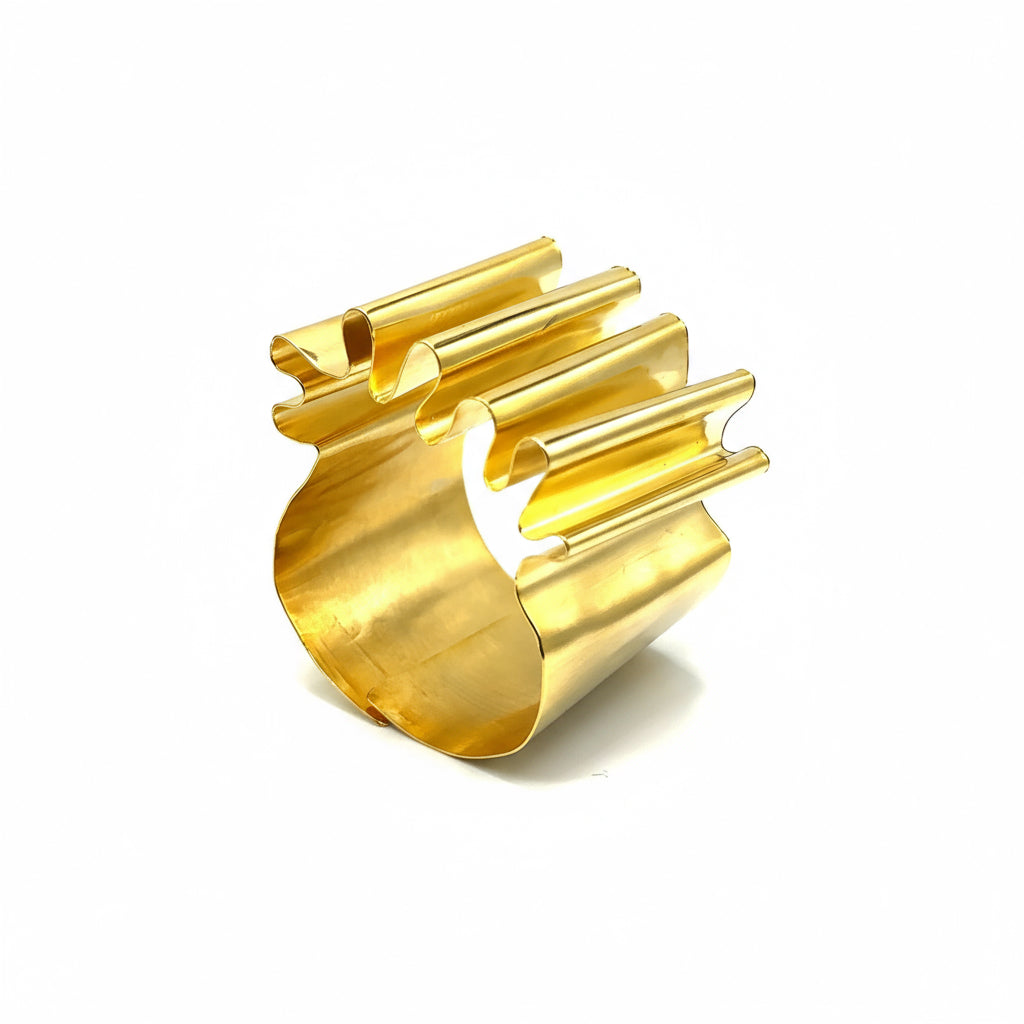 Frida Bracelet Iza by Silvia D'Avila - Original Sophistcated Statement One of a Kind Jewelry Made in NYC - 14K Pleated Gold
