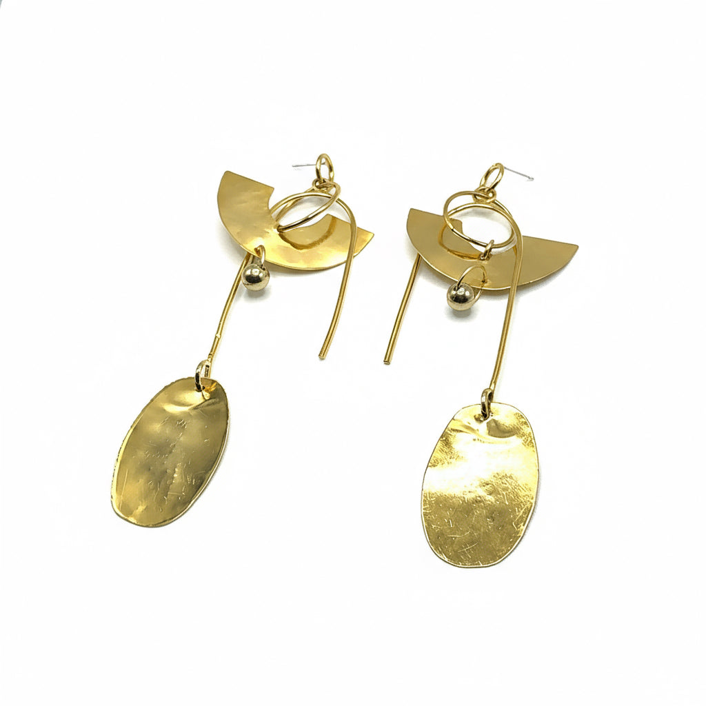 Nikki Earrings - 14k Gold Plated - Iza By Silvia D’Avila one of a kind, off the runway jewelry & wearable art - handcrafted in NYC