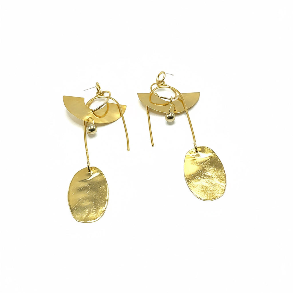Nikki Earrings - 14k Gold Plated - Iza By Silvia D’Avila one of a kind, off the runway jewelry & wearable art - handcrafted in NYC