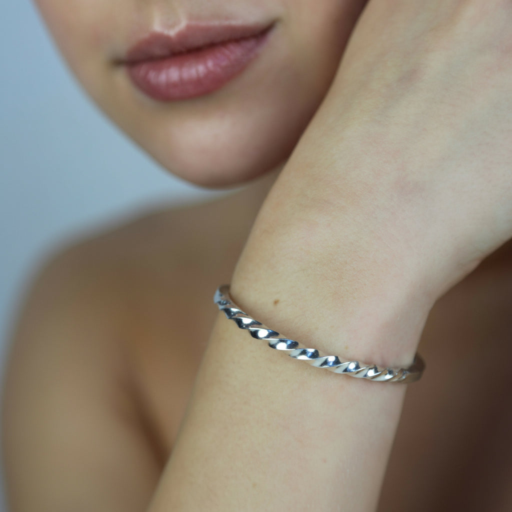 model wearing Brielle Bracelet Silver, Aura by Gabby Collection - Gabby C Thomas - Iza by Silvia D'Avila, New York